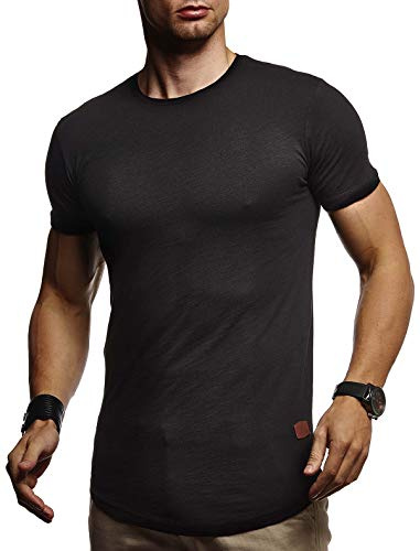 Leif Nelson Herr sommar t-shirt rund hals slim fit bomull andel cool vit svart basic män t-shirt crew neck pojkar kortärmad tröja O-hals kortärmad topp lång LN8331