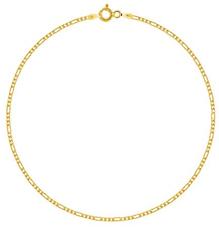 PLANETYS - Figaro (1+3) Knöchelkette Fußkettchen 925 Sterling Silber 18K Vergoldet - 1.5 mm Breite