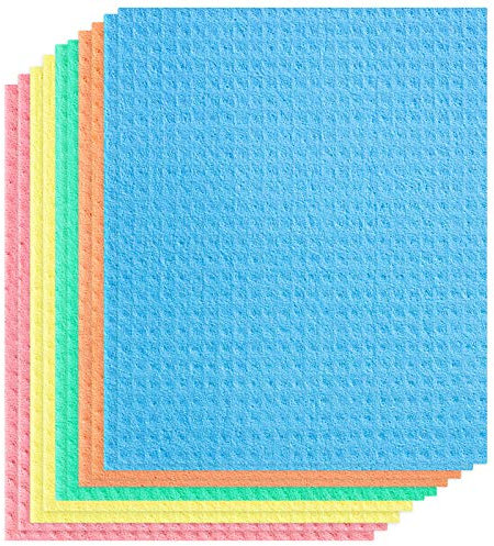 ANMEISH Swedish Dishcloths - 10 Pack Swedish Dish Cloths/Towels for Kitchen, Bathroom and Cleaning Counters - No Odor Reusable Cellulose Sponge Cleaning Cloths
