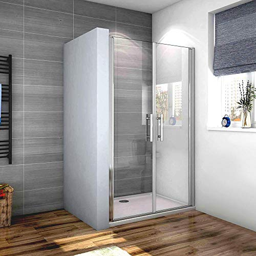 Box Doccia Porta Per Nicchia 90x185cm,2 Ante Battenti Saloon Vetro 6mm | Cromato Lucido,Vetro Temperato e Trasparente ,Vetro Anticalcare,Apertura Saloon