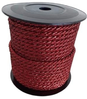 PIZZITALIANI Passamaneria Decorativa – Cordone Intrecciato Rosso Lurex, diametro 6 mm x 25 m, Made in Italy, Nastro Corda, Cordoncino Metallizzato a 3 capi, per fai da te e decorazioni natalizie