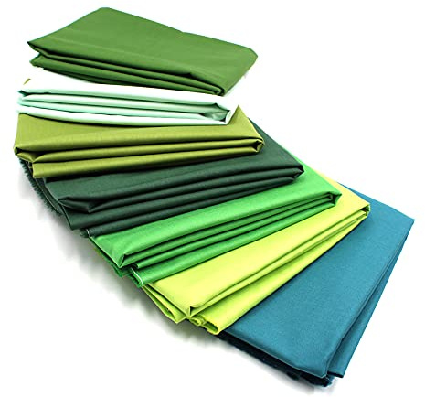 VmG-Store Baumwollstoff Set 148cm Breite 100% Baumwolle 3,5m Stoffpaket Patchwork Nähen DIY Meterware Farbset Stoffe für Kleidung Deko Basteln (7, Grüntöne)