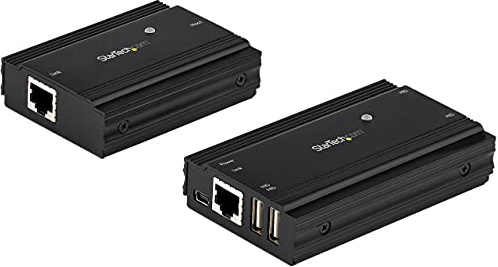 StarTech Hub Extensor USB 2.0 de 4 Puertos por RJ45 Cat5e/Cat6-480Mbps | Receptor con adaptador comparte 10W, Hasta 5V 500mA por puerto, Transmisor alimentado por USB, Plug-and-play