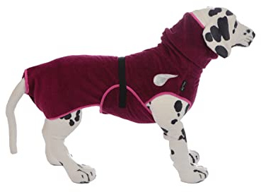 drop-tex Hundebademantel -Beere - Rückenlänge 25cm - 90cm auswählbar - 100% Handmade - 100% Baumwolle (Walkfrottier)
