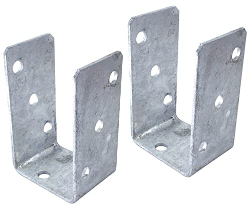 AERZETIX - C58610 - Set med 2 basfästen stolpe fötter påU 70x125x60mm för fixering på betong - i stål S235 - silver