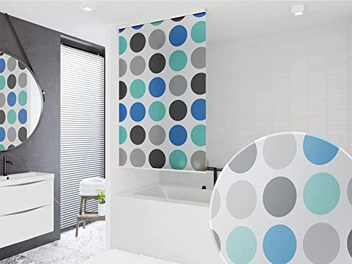 probath MAßANFERTIGUNG HALB-Kassetten DUSCHROLLO Modell Retro BLAU! DUSCHVORHANG LÄNGE UND BREITE NACH Wunsch! (Breite bis 100 cm, Länge bis 400 cm)