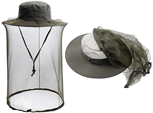 ZffXH Chapeau Anti Moustique, Chapeau Moustiquaire, Chapeau Apiculteur, Chapeau De Soleil D'été en Maille Safari pour Le Camping Et La Pêche avec Filet Et Voile pour Homme Et Femme