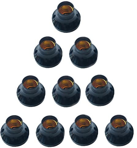 LATRAT - Juego de 10 enchufes universales E27 - Casquillo de techo - Casquillo de pared E27 - Sin cable - Para soporte de lámpara, sótano, negro