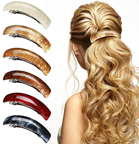 Pinzas Para El Cabello De Mujer: Set De 6 Piezas Con Estilo Retro, Grandes Ganchos Franceses Para El Cabello En 6 Patrones Clásicos