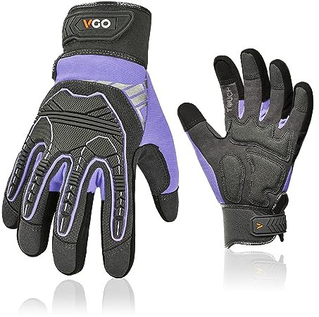 Vgo... 1 Paar Arbeitshandschuhe Frauen, Sicherheitshandschuhe，Mechaniker-Handschuhe für Rigger Trucker Warehouse Lieferung Heavy Duty, Anti-Vibration，Anti-Impact（SL8849）