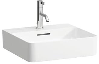 LAUFEN VAL Aufsatzwaschtisch, 1 Hahnloch, mit Überlauf, US geschl. 450x420mm, H816280A001041, Farbe: Weiß