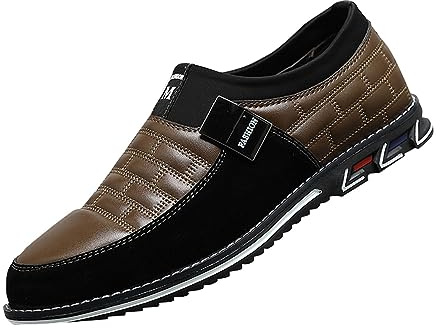 VaiKanhai halvskor herr läder herrskor i plusstorlek, modern stil, andas, bekväma, affärsslip-on-skor för arbete, fritid, läderskor i hit färg skor sneakers män, BRUN, 50 EU