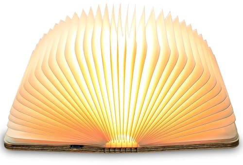 TRUMPETS Buch lampe LED, Faltbare Buch Licht 2500mAh Aufladbare USB-C, Nachtlicht Nachttischlampe Nachtlicht für Freundin, Kinder, Geschenk, Home Decor (22cm | Warmweiß)