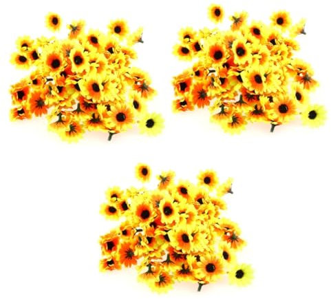 Cabilock 600stücke Künstliche Sonnenblumen Köpfe Realistische Plastikblumen Für Hochzeiten Feste Party-Dekorationen Immer Blühend Pflegeleicht Schwarz Mitte