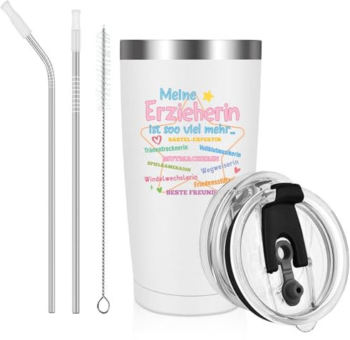 Livole Erzieherin Geschenk Ideen, Abschiedsgeschenk Kindergarten - Meine Erzieherin ist Soo Viel Mehr - Danke Erzieherin Abschied, Geschenk für Erzieherin, Lehrerin, 20oz 600ml Vakuum Thermobecher
