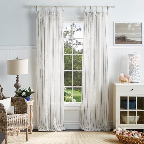 Martha Stewart Laguna Stripe Semi-Sheer Curtains, 37 x 84, Grey 2 Panels