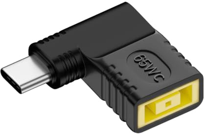 Pennle Adaptateur USB C vers Slim Tip, 90 Degrés Convertisseur | 65W Type C Mâle vers Embout Allongé, Adaptateur de Chargeur PD, Connecteur d'Alimentation de Generic Compatible avec Len-ovo