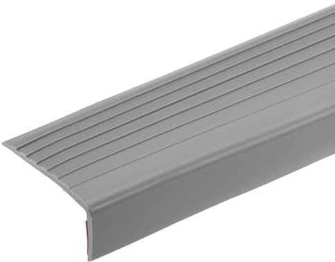 sourcing map 3.2Ft Stair Nosing, 2.5cm PVC Self Adhesive Stair Edges Protector L Shape Stair Edging Stair Steps Edges Trim for Outdoor Indoor Stair, Grey