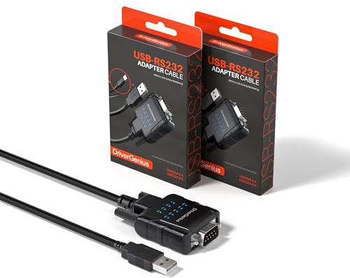 DriverGenius SerialPulseX Adaptador USB-A a RS232 DB9 (9-LED, 2 Ud.) | Soporte Pines RS232 para Comunicación Estable con Sistemas TI, Equipos Heredados y Módems