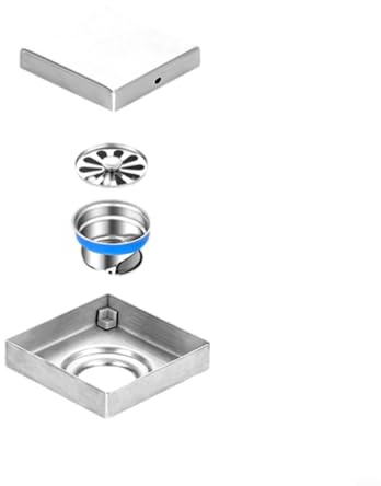 HOHOVYVY Siphon de sol en acier inoxydable, filtre d'écoulement de douche, carré, en acier inoxydable, pour salle de bain (blanc 10 x 10)