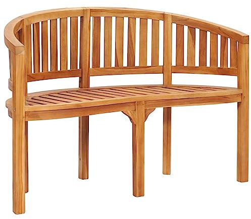 Sufrk Bananenbank 120 cm Massivholz Teak Sitzbank Holz Teck Gartenbank