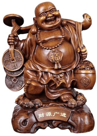 MEIZHITU Buddha Figur Garten Statue 12,2 Zoll Große Sitzende Buddha-Statue Aus Kunstharz, Handgefertigte Skulptur, Figur, Lachender Buddha, Maitreya-Buddha, Für Heimdekoration Budda Dekofigur