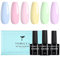 TOMICCA Gel Nail Polish Set, 6 Colors Creamy Macaron Candy Spring Summer UV Polish, Soak Off UV/LED Gel Varnish Blue Pink Purple Yellow Green, for DIY Home Salon Manicure Nail Art