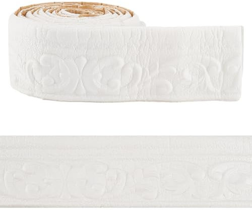 AHANDMAKER Moldura de espuma flexible autoadhesiva de 228 x 7,6 cm, borde de papel tapiz 3D, borde de pared para decoración de hotel, hogar, bricolaje, color blanco