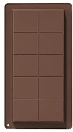 Selecto Bake 1 pc Deep Chocolate Bar Moulds, 10 Cavity Reusable Silicone Sweet Candy Moulds for Stuffed Bar, Thick Chocolate Bar Molds Tea Spoon