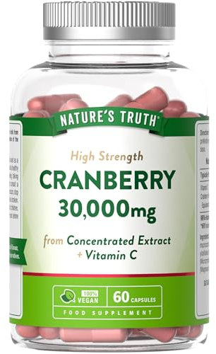 Cranberry Capsules | 30,000mg | High Strength Cranberry with Vitamin C | 50:1 Extract | Supplement for Women & Men | 60 Vegan Capsules (Not Tablets) | Nature's Truth