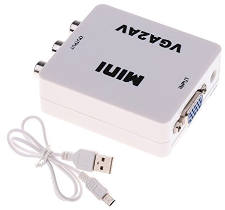 Suammiitstrieadea Convertisseur VGA vers RCA AV VGA2AV Audio Adaptateur Support 1080P NTSC PAL pour PC