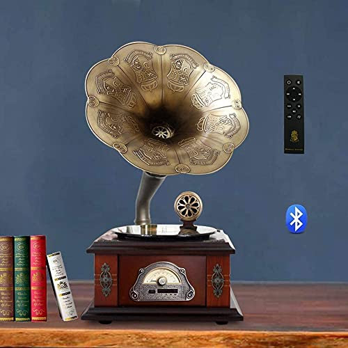 Aioneer Tocadiscos Retro, Gramófono Portátil, Tocadiscos Retro, Fonógrafo De Madera GE