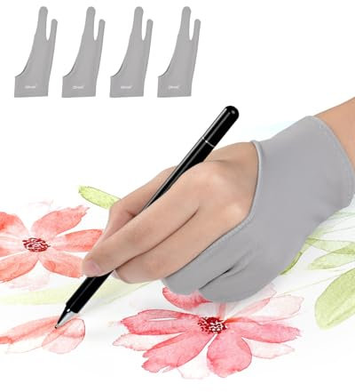 OTraki 4 Pack Artist Gloves for Drawing, 3-Layer Palm Rejection Digital Drawing Glove for Right Left Hand Anti Fouling Drawing Tablet Glove for iPad Graphic Drawing Art Creation Paper Sketching
