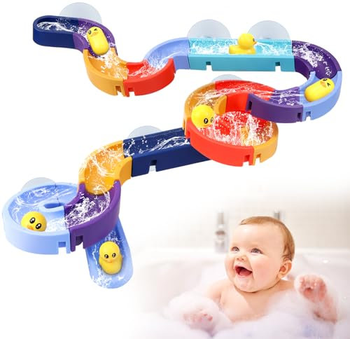 FSWWSF Badewannen-Spielzeug DIY Kugelbahn mit Saugnäpfen - Badespielzeug für Kinder Badespaß Geschenk Wasserspielzeug ab 3 4 5 6 Jahre