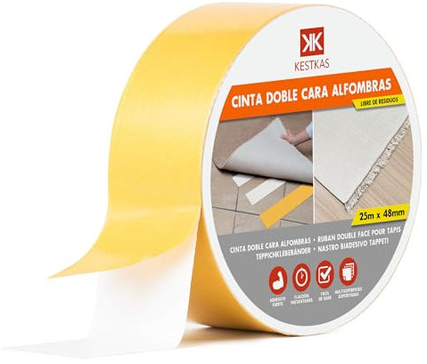 KESTKAS Nastro Biadesivo Extra forte Originale per Tappeti, erba sintetica 48mmFissaggio Garantito su qualsiasi superficie - per fissare quasi tutto nella vostra casa - moquette (1, Bianco)