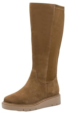 TAMARIS dam komfort lång boot platt knähöga stövlar, kamel mocka, 40 EU, camel mocka, 40 EU