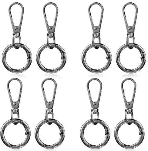 8 Sets Drehverschluss Clips 4 Farben Drehkarabinerhaken mit Doppelöffnung Metallclips mit O Ringen für Schlüsselbänder Karabinerverschluss für Schlüsselanhänger Taschen Schmuck Basteln (Stil 4)