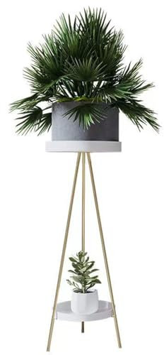 DECORN Plant Stand, Heavy Duty Metall Pflanzer Halter Indoor Outdoor, 2 Tier Runde Topfträger Rack, Ecke Display-Regal für Garten, Terrasse, Veranda, Balkon, Wohnkultur,Weiß,Small
