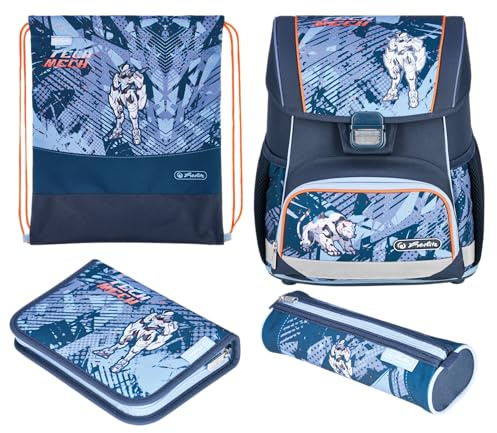 herlitz Schulranzen Set 4-teilig Loop 17 L Ergonomischer Tornister mit geringem Gewicht 1. Klasse Junge Mädchen Kinder