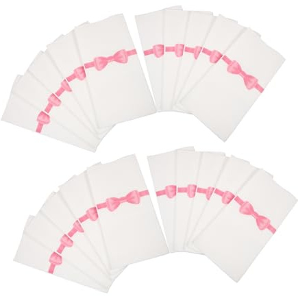 MUCKLILY Pocket Napkins 50pcs Pink Paper Disposable Wrapping Napkins 40x40cm Decorative with Bow Print for Hotel and Restaurant Use