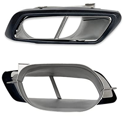 SQIFBA 1 Paar Schwarze Auspuffblenden Aus Kohlefaser Für Benz W176 W205 W212 GLE/C-Klasse C180 C200 C260 C63 AMG Auspuff Quad Outlet Endrohr