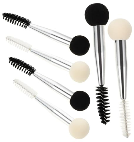 Beaupretty Set 6 Pennelli per Sopracciglia Doppia Punta in Alluminio Spugna Nbr e Setole in Nailon per Definizione Ciglia e Applicazione Make-up Occhi