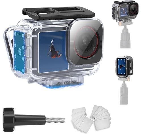 REYGEAK Wasserdichtes Gehäuse für Osmo Action 5 Pro/Action4/3, 40 m Tauch-Schutzhülle für DJI Osmo Action 4/3 Action 5/4/3 Magnetische Adapterhalterung ，Antibeschlagfolie