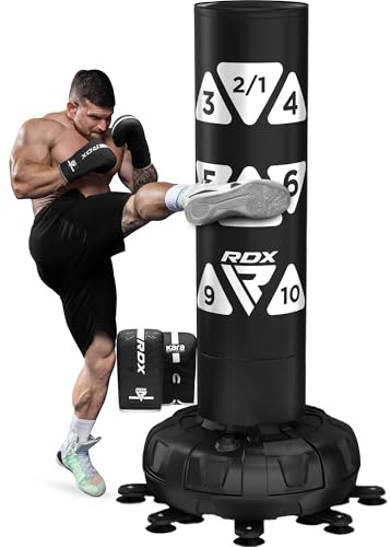 RDX 6FT 330LB Boxsack Stehend Erwachsene, Trainingshandschuhe und Überzug Set XXL Freistehender Standbxsack Boxing mit Saugfuß Freestanding Punch Bag für MMA Kickboxen Kampfsport (Weiß, 6FT)