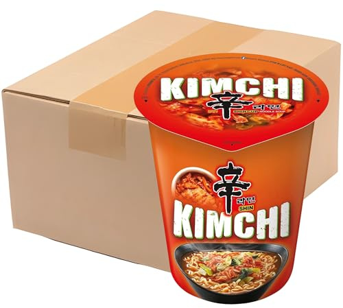 Nong shim Kimchi Noodles Bowl Pack 12 (75g Each) - Shin Ramen Instant Noodles Soup for Quick Meals & Snacks