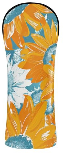 Set di coperture per mazze da golf vintage con girasoli arancioni in pelle di alta qualità con etichette intercambiabili n. per mazze da golf da donna