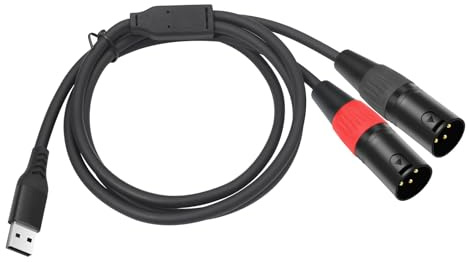 Hsupez USB A Stecker auf Dual XLR Stecker Audiokabel, XLR-Decoder-Audiokabel, 2M, Integrierter 32 Bit/384 kHz Decoder, Stereo Audio Verbindungskabel, für Soundsystem, Endstufe