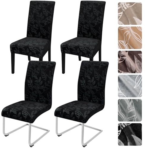 Alishomtll Dining Chair Covers Set of 4 Stretch Velvet Chair Slipcovers Elastic Washable Covers for Swing Chair Removable Chair Protector for Dining Room Kitchen Banquet Wedding Party (Black 4psc)