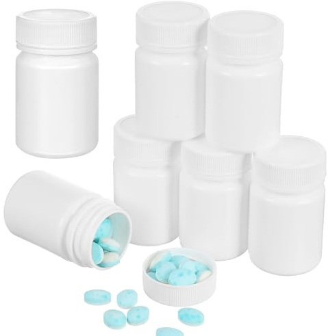 PAMINGONO Portapillole da Viaggio 20 Pezzi 50 Ml Bottiglie di Stoccaggio Bianche Piccole Portatili Contenitori per Pillole Chiusura Ermetica per Conservazione Farmaci e Capsule