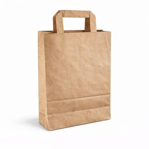 250 Papiertüten Braun mit Henkel 22+10x28cm – Papiertragetaschen und Papiertaschen mit Henkel aus stabilem Kraftpapier